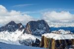 View From Sass Pordoi In The Upper Part Of Val Di Fassa Stock Photo