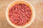 Raw Red Kidney Bean In Wooden Bowl Stock Photo