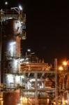 Petro And Chemical Plant - Night Scene Stock Photo