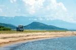 Tourist Camping Minivan Waiting For Tourists In Paraty, State Ri Stock Photo