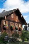 View Of A Traditional Alpine Building In Attersee Stock Photo