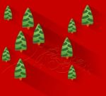 Merry Christmas Tree Flat Style Stock Photo