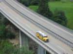 Postal Bus In Switzerland Stock Photo