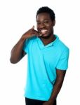 African Man Showing Calling Gesture Stock Photo