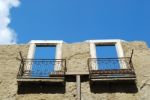 Damaged Facade Building (sky Background) Stock Photo