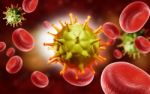 Hiv Cell And Blood Cell Stock Photo