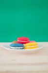 Colorful Macaroon Or Macaron French Sweet Dessert  Stock Photo