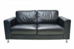 Leather Black Sofa Isolated Stock Photo