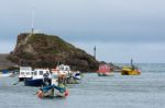 Boats In Bude Harbour Stock Photo