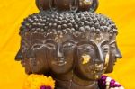 Multi Headed Metallic Buddha Staue Stock Photo