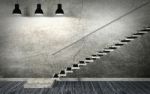 Dark Old Room And Staircase Interior In Minimal Style Stock Photo