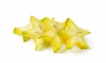 Sliced Star Apple Isolated On The White Stock Photo