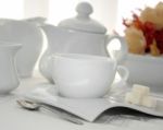 A Cup Of Tea With Sugar Cubes Stock Photo