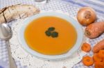 Homemade Carrot Soup Stock Photo