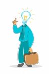 Businessman With Electric Bulb Stock Photo