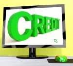 Credit Word On Computer Shows Financial Loan Stock Photo