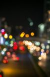 Abstract Blur Traffic And Car Lights Bokeh In Rush Hour Backgrou Stock Photo