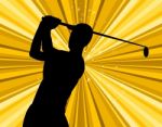 Golf Swing Indicates Golf-club Exercise And Golfing Stock Photo