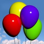 Colorful Balloons Flying In Sky Stock Photo