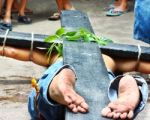 Acting Out A Crucifixion At Easter Stock Photo