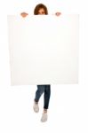 Teenage Girl Showing Blank Board Stock Photo