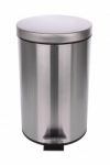 Top Front Of Closed Trash Can On White Backgroun Stock Photo