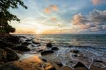 Sunset At Beach In Thailand Stock Photo