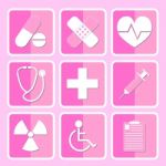 Medical Icon Set Pink Stock Photo