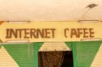 Internet Cafee Sign Above Entrance Stock Photo