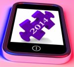 2014 On Smartphone Shows Forecasts For New Year Stock Photo