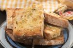 Toasted Bread With Olive Oil Stock Photo