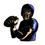 Quarterback Throw Ball Scratchboard Stock Photo