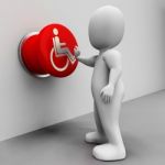 Wheel Chair Button Shows Physical Disability And Immobility Stock Photo