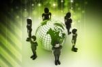 People Around A Globe Representing Social Networking Stock Photo