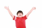 arms raising Young Boy Stock Photo