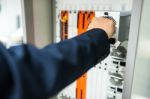 Fix Network Switch In Data Center Room Stock Photo