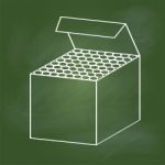 Hand Drawing Chalk Box On Green Board - Illustration Stock Photo