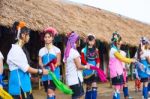 Karen Tribal Girls From Padaung Long Neck Hill Tribe Village Stock Photo