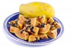 Papaya Fruit Sliced Stock Photo