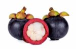 Mangosteen Isolated On The White Background Stock Photo