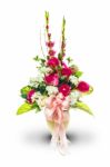 Vase And Bunch Of Flowers With Clipping Path Stock Photo