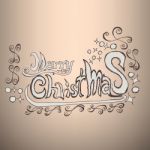 Merry Christmas Doodles Label Stock Photo