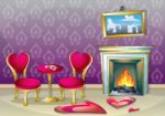 Cartoon  Illustration Interior Valentine Room With Separated Layers Stock Photo