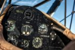 Cockpit Of A 1942 Boeing Stearman 75 Bi-plane Stock Photo