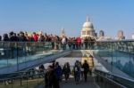 Millennium Bridge And St Pauls Cathedral Stock Photo