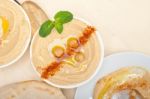 Hummus With Pita Bread Stock Photo