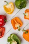 Fresh And Colorful Bell Peppers Stock Photo