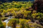 Virgin River Valley In Zion National Park Stock Photo