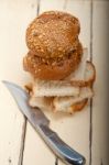 Organic Bread Over Rustic Table Stock Photo