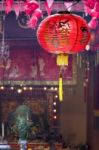 Chinese Lantern In Temple Stock Photo